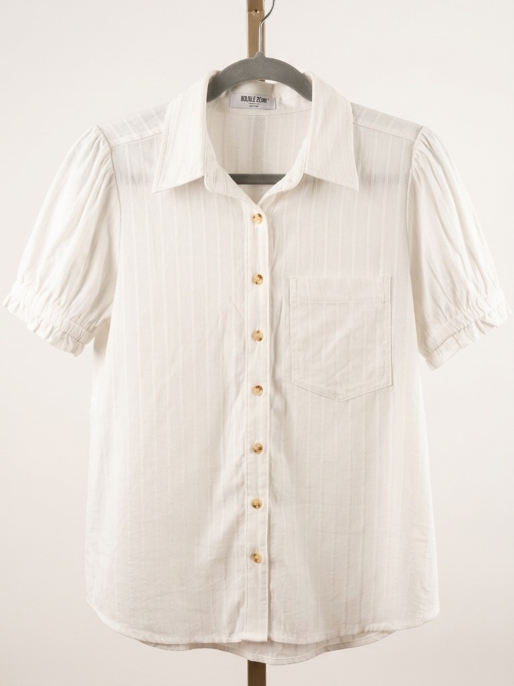 Double Zero White Short-Sleeve Button-Down Shirt